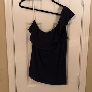 Navy One Shoulder Top